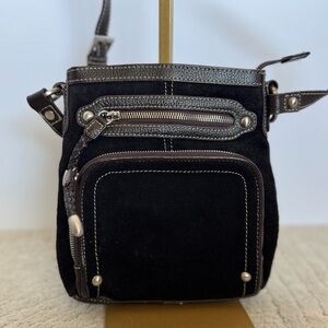 Cold water creek black leather crossbody purse